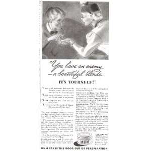  Mum Deodorant Beautiful Blonde Enemy 1937 Original 