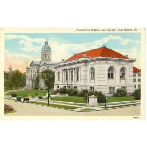 1940s Vintage Postcard Augustana College and Library   Rock Island 