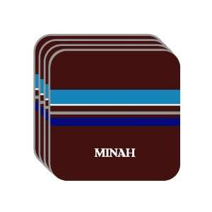 Personal Name Gift   MINAH Set of 4 Mini Mousepad Coasters (blue 