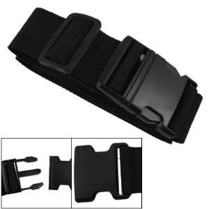 Side Release Buckle Black Adjustable Nylon Luggage Strap:  