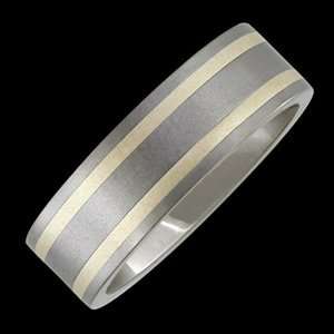  Graces   size 8.50 Titanium Ring with 14K Gold Inlays 