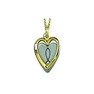  Gss Double Heart with fish Necklace: Pet Supplies