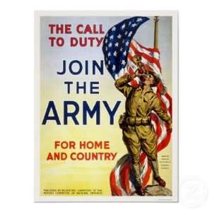  Call to Duty   Join the Army for Home and Country Print 