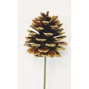  24 Pine Cone Picks with Gold Glitter for Christmas and 