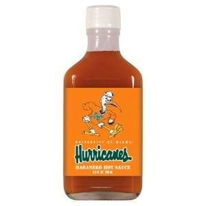 Hot Sauce Harrys 3929 MIAMI Hurricanes Hot Sauce Habenero Flask 