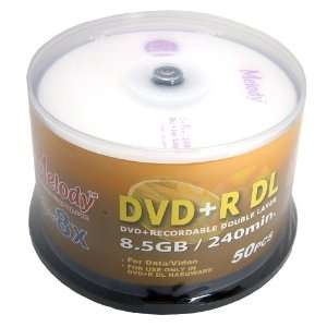 Melody DVD+R DL Dual Layer (Double Layer) Disc, 8x Max Speed, 8.5Gb 