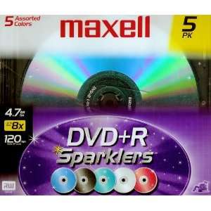    DVD+R Sparklers 5 Assorted Colors 4.7GB 8x 120min Electronics
