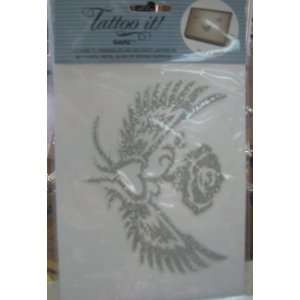  Tattoo It ER13880 Silver Glitter Heart With Wings 