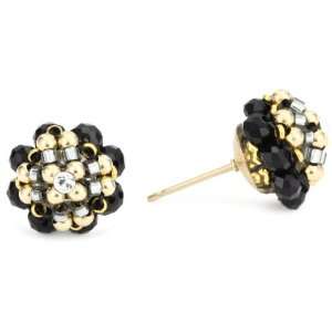  Miguel Ases Black Quartz and 14k Gold Filled Stud Earrings 