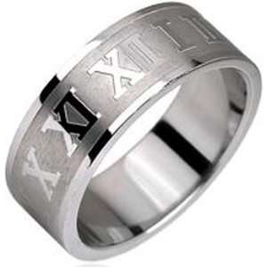    Size 6  Spikes 316L Stainless Steel Roman Numerals Ring: Jewelry