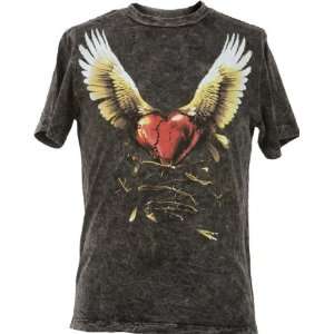  Extreme Pain Free To Heal Black Acid Wash T Shirt (Size=L 