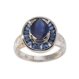  18ct White Gold Sapphire & Diamond Ring Size: 6.5: Jewelry
