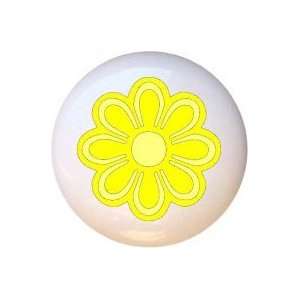  Funky Flowers 1960s look Yellow Mod Drawer Pull Knob 