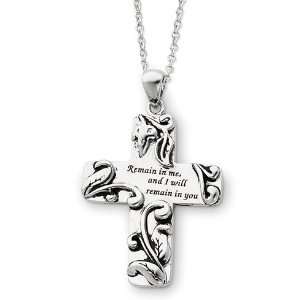  Sterling Silver Remain in Me 18in Cross Necklace Jewelry