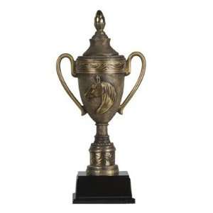  Horse Head Brass Finish Trophy Cup, 12 inches H (M): Home 