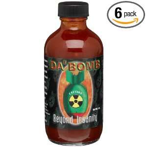 DaBomb Beyond Insanity Hot Sauce, 4 Ounce Glass Jars (Pack of 6 