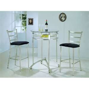  All new item 3 pc brushed steel bar table set with glass 