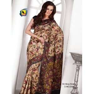   Designer Synthetic Raw Silk Printed Saree / Sari 