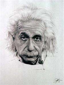 Albert Einstein Sketch Portrait Charcoal Drawing WU129  