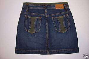 KAMA Womens Blue Jean & Green Corduroy Skirt Sz 1 (B25)  