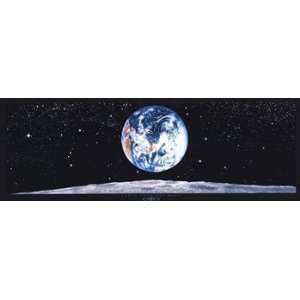   : Earth from the Moon   Poster by Ros Roberts (37x13): Home & Kitchen