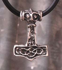 Mjollnir Thors Hammer Pewter Pendant W Black Necklace  