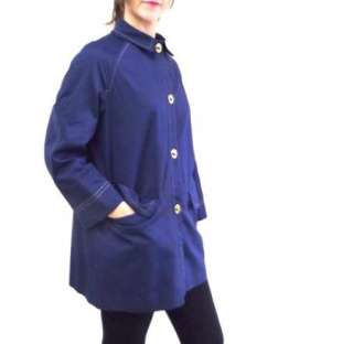 60s Vintage Dark Blue MOD Trenchcoat Coat Jacket by Weatherbee sz L 