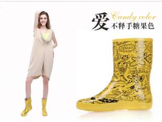 CARTOON GUMBOOTS RAIN BOOTS Gum Boots Yellow Pink Illustration 