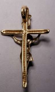 Vintage 14K Solid Gold INRI Crucifix 3D Pendant Cross  