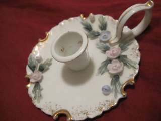 LEFTON CHINA HAND PAINTED CANDLE HOLDER FLOWERS KW9958  