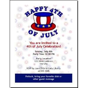  4th of July Hat Party Invitation 