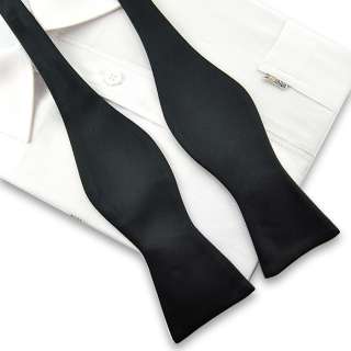   Silk luxury design black clip on Bowties Mens Self Bow Tie #024  