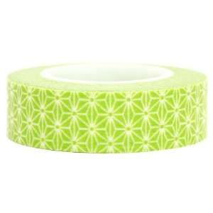  green Washi Masking Tape deco tape white flowers: Toys 