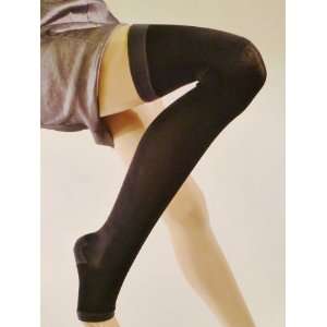  Black Yoga/Sleep Thigh High Toeless Compression Socks 