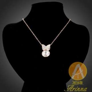 ARINNA butterfly opal rose GP fashion Necklace pendant  