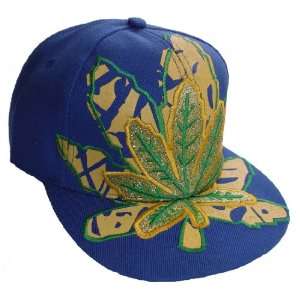  Marijuana Leaf Blue Hip Hop Baseball Cap Weed Pot Cannabis 
