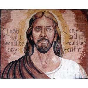  32x40 Powerful Jesus Icon Marble Mosaic Tile