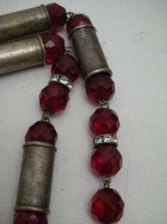 Authentic CARLO ZINI Italy Necklace RED Crystal Silver  