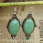 Stylish Oval Simulated Turquoise Studded Crystal Bangle Earrings Free 