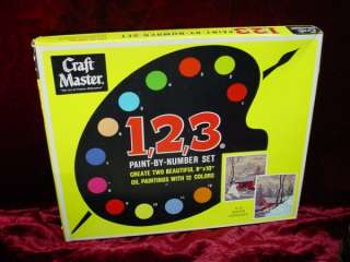 Vintage 1968 PAINT BY NUMBER PAINTINGS 1 2 3 CRAFT MASTER +Box WINTER 