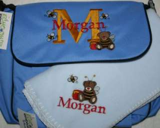 Personalized Baby Diaper bag 4 bag colors + Blanket Boy or Girl  