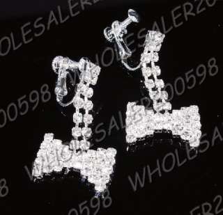 Flower Rhinestone Crystal Clear Necklace&Earrings Set  