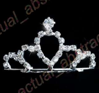 FREE6x Tiara crown comb rhinestone&silver plated  