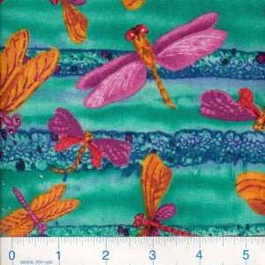   45 Wide Dragon Flies Green Fabric By The Yard: Arts, Crafts & Sewing