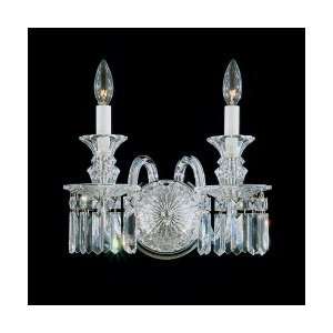 Schonbek 5036 Fairfax 2 Light Wall Sconce in Silver with Clear Handcut 
