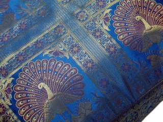 Exquisite Blue Indian Decorative Brocade Silk blend Zari Floor Pillow 