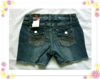 Zana Di Girls Jeans RHINESTONE Button Flap Shorts NWT  