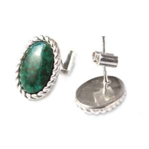  Chrysocolla button earrings, Alluring Jewelry