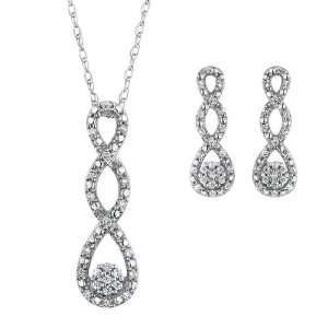  Diamond Twist Pendant and Earring Box Set 1/4ctw Jewelry