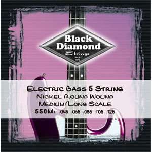 Black Diamond 550M Electric Bass 5 String Nickel Round Wound Medium 